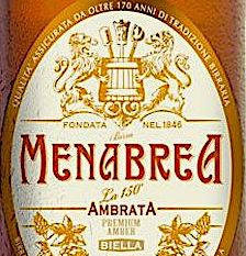 l'etichetta della birra Menabrea Ambrata 150°